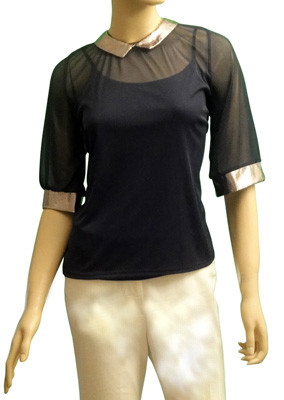 Black top with synthentic collar