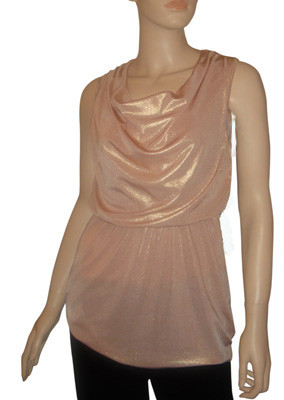 Nude cowl neck top